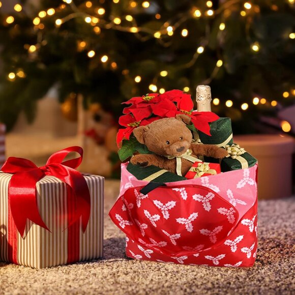 Christmas Reusable Gift Bags,6 Pack Large Holiday Tote Foldable Cloth Bag for Wo - Picture 2 of 8